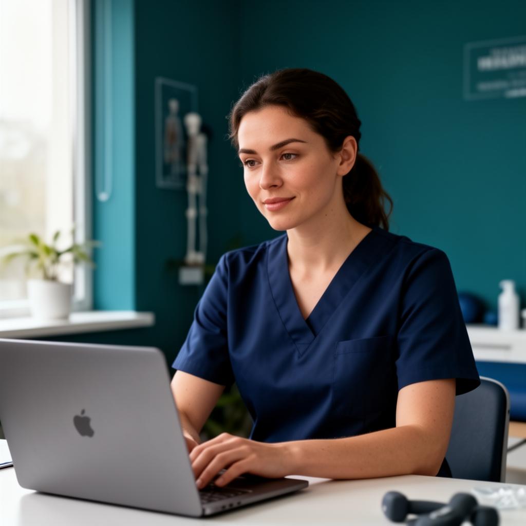Physiotherapist working on her practice